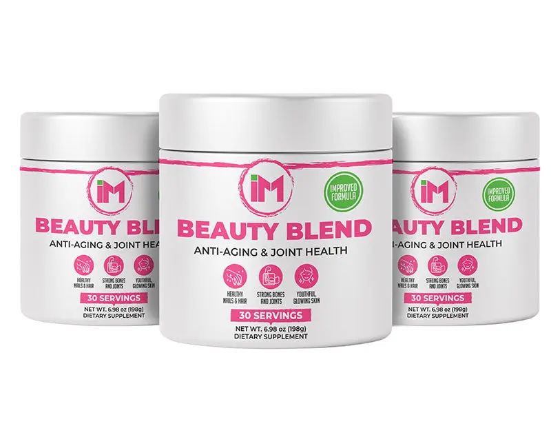 IM Beauty Blend - 3 Bottles - Collagen Powder with Hyaluronic Acid & B6 | Anti-Aging & Joint Health | Hair, Skin, & Nails | 30 servings Dietary Supplement (Copy)