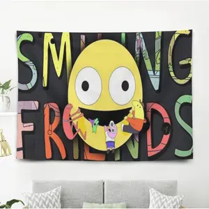 Smiling Friends Tapestry Gift Wall Hanging Backdrop for Room Bedroom Girls Fans Background Banner Party Birthday Supplies Decor