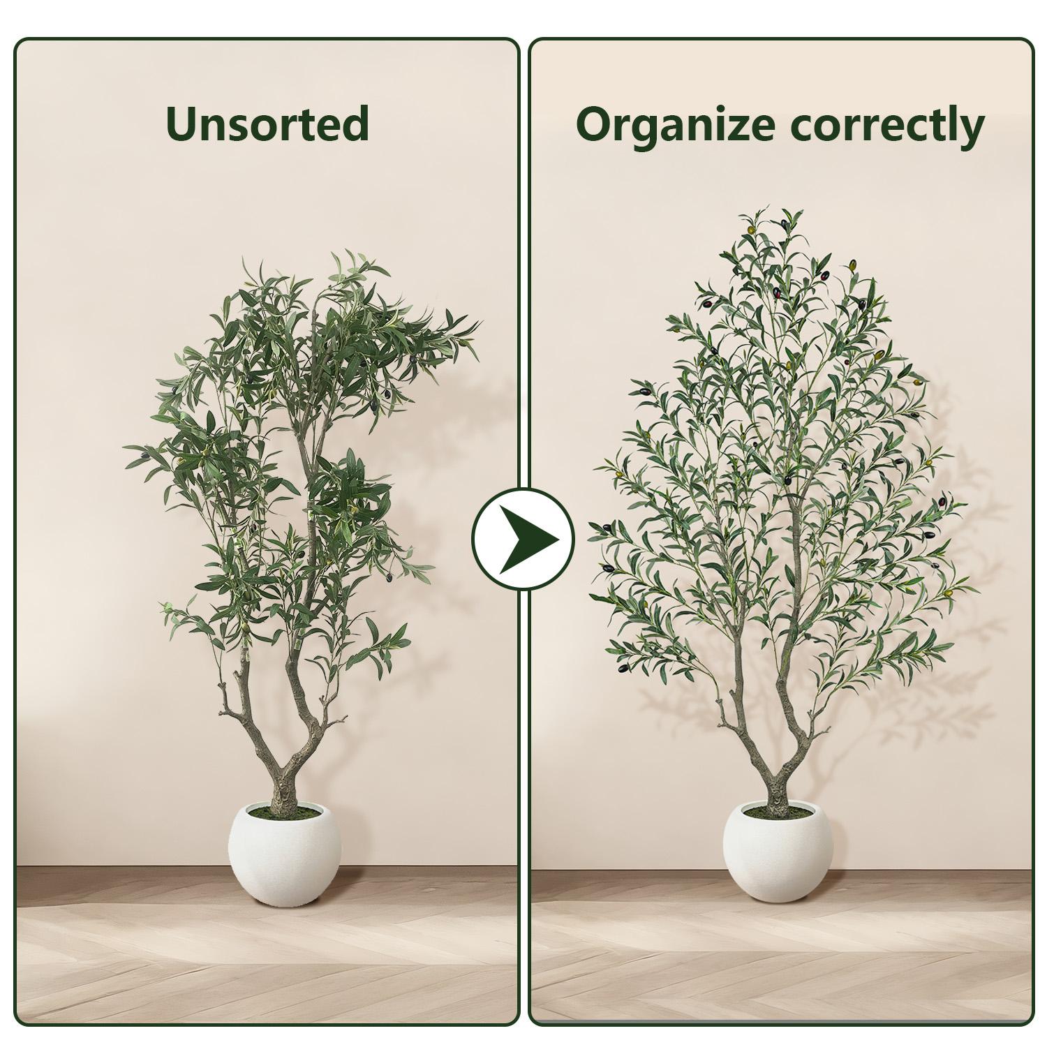 Realistic Artificial Olive Tree with Thick Trunk & Lifelike Fruit – 5/6/7/8FT, Perfect for Home & Office Décor with Round White Pot