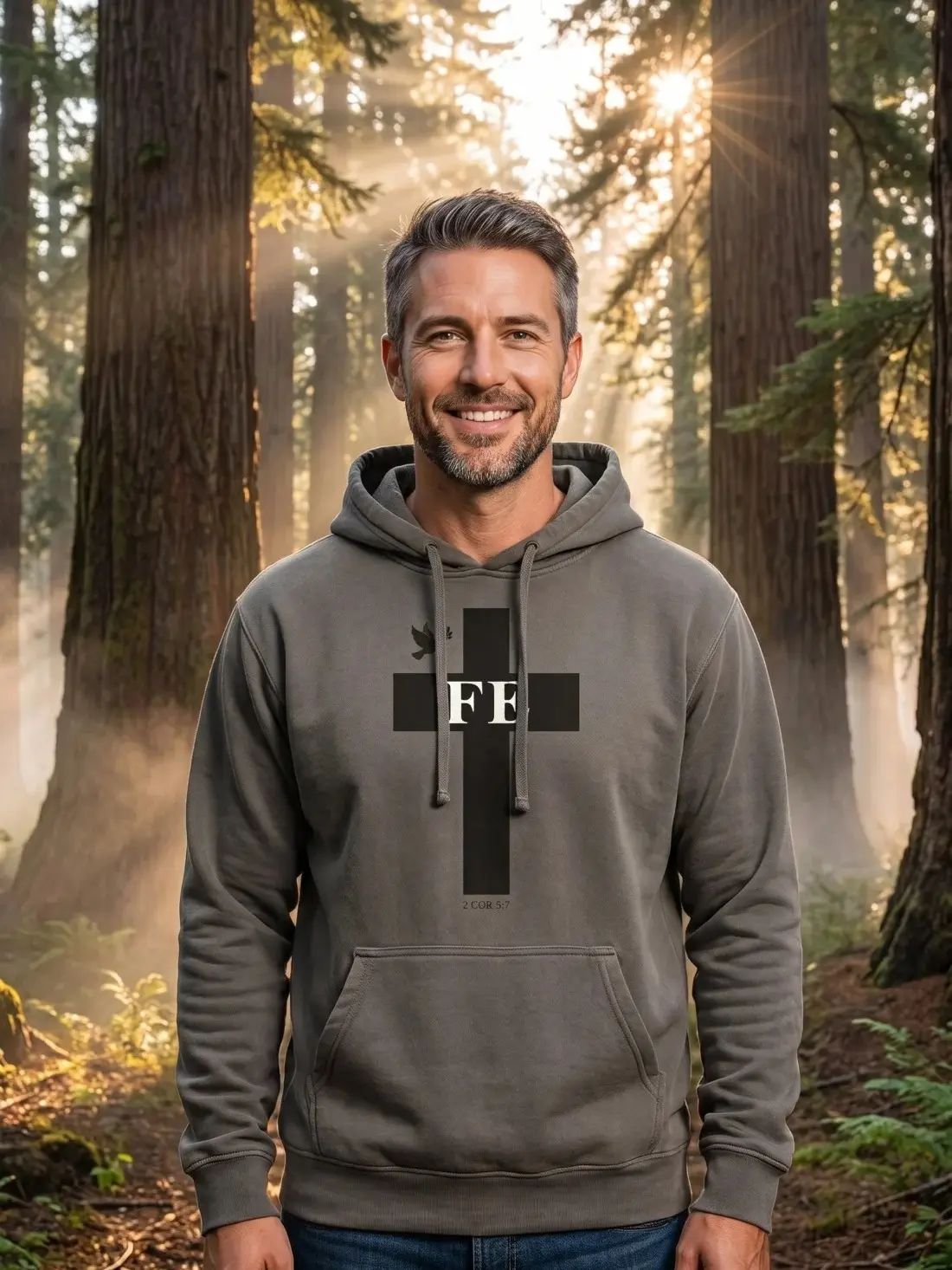 Sanctus "Fe" Faith Cross Hoodie | Men's Catholic Sweatshirt | Christian Streetwear