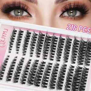 216 Cluster Large Capacity D Curled DIY Eyelash Clusters, 12 Rows X 60, Realistic Tips, Strong Support, Soft Fluffy, Reusable, Beginner Friendly