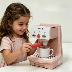 Pretend Play Coffee Machine Toy, Kids Kitchen Role Play Set with Light & Sound, Interactive Coffee Maker Toy for Fun Play, Children’s Day Ready