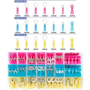 90Pcs Heat Shrink Wire Connectors Electrical Kit -  AWG 22-10  Marine Automotive Wiring Crimp Terminals Assortment, Waterproof Ring Electrical Butt Connector