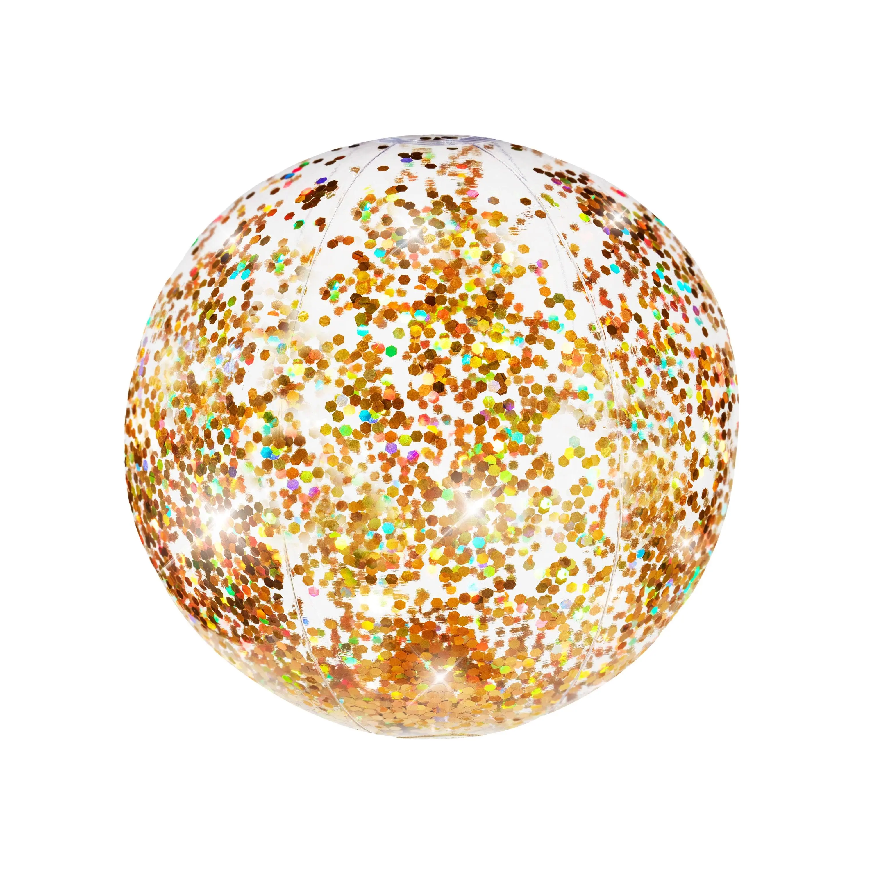 POOLCANDY Giant Gold Holographic Glitter Color Changing Jumbo Beach Ball, 19" Diameter, Sparkles and Changes Color, Suitable for 12+ Years Old, Ideal for Playing in Pools, Beaches