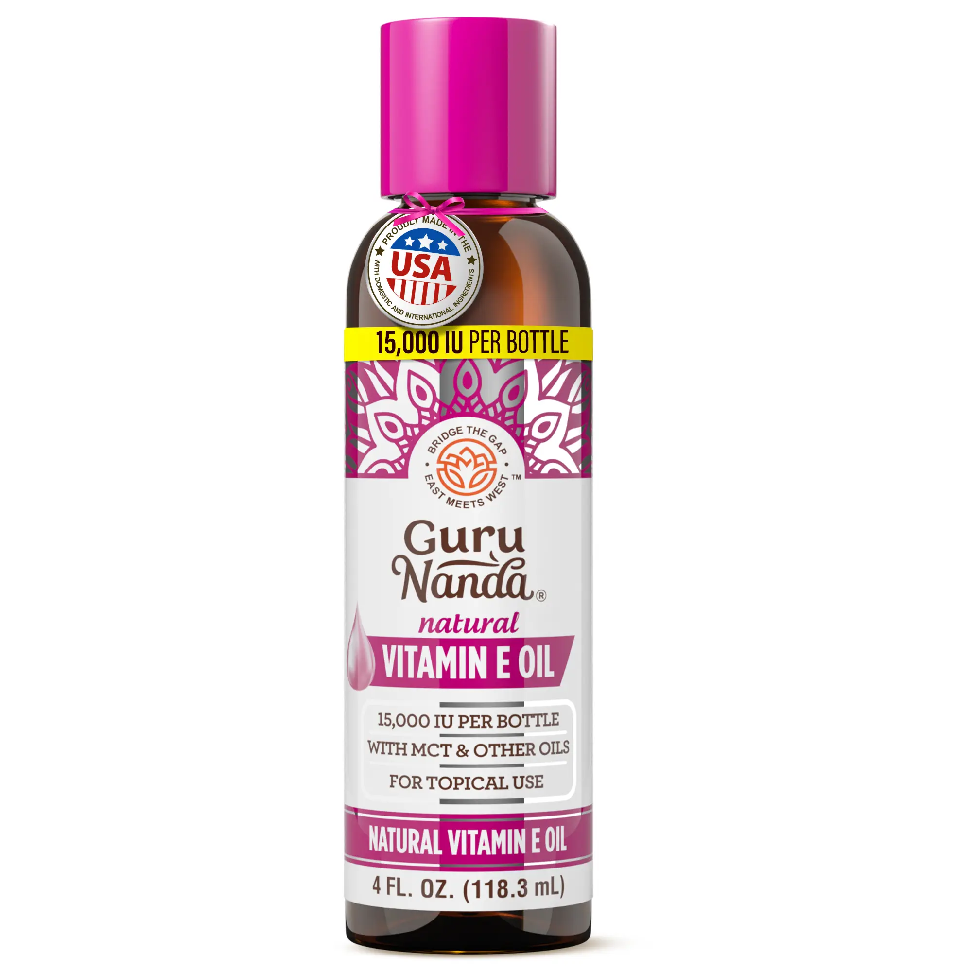 GuruNanda Vitamin E Oil 15,000 IU for Nourishing Skin, Hair & Nail Care - 4 Oz GuruNanda Vitamin E Oil 15,000 IU for Nourishing Skin, Hair & Nail Care - 4 Oz