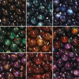 50pcs/lot Glitter Dainty Mitation Cat Eye Round Resin Bead Loose Beads for DIY Charm Necklace Bracelet Jewelry Making Findings