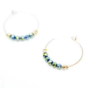 Shmart  Ethnic style, fortune-attracting green crystal and iron gallstone luxurious earrings.