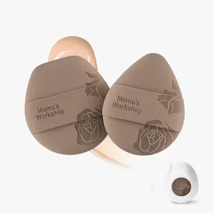 Momo‘s Workshop Rosy Reverie Tatami Flip 'n' Flex Puff-MochaDrop/Cocoa Drop、Double-Sided Egg Shape Rubycell for Liquid Foundations、 Non-Absorbent & Fast Blending、Soft、Fluffy & Bouncy 、2 Puffs &Storage Case
