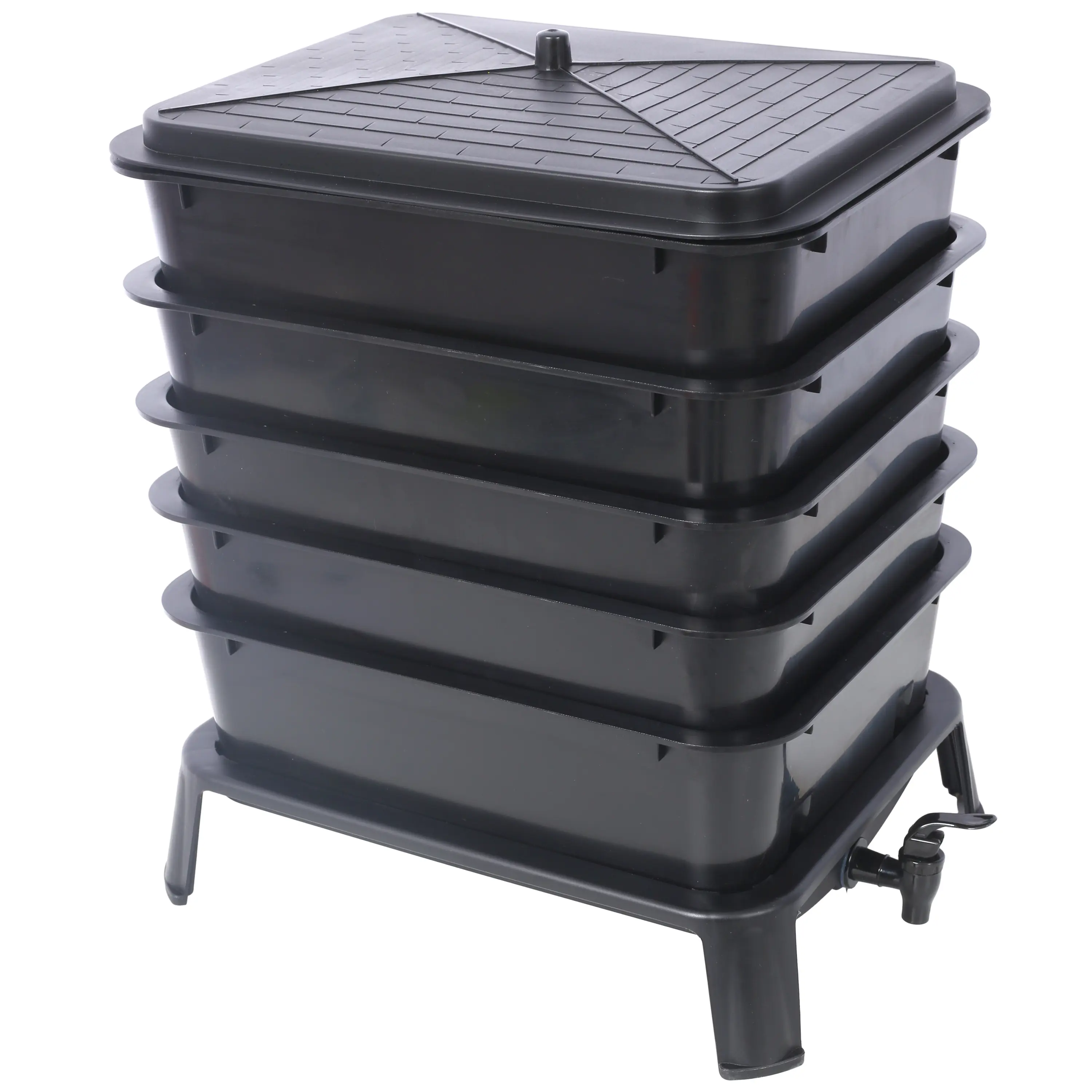 Hdmw 5-Layer Worm Compost Bin, 50L Worm Composter, Easy Setup Inclusive Worm Farm Kit for Recycling Food Waste