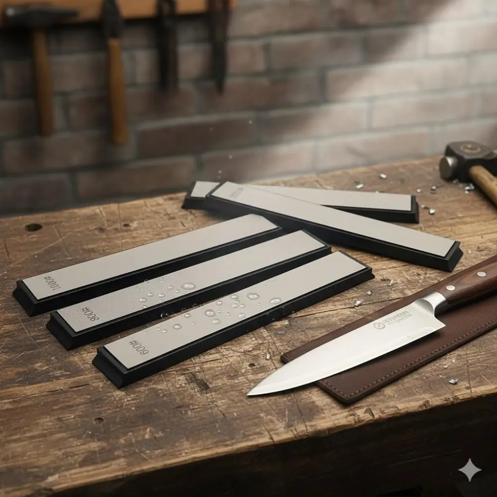 Professional Diamond Knife Sharpener - Multi Grit Tool Restoration System for Home & Commercial Use. Portable & Durable with Replaceable Diamond Whetstones. Sharpen Knives, Scissors, Axes & Tools Safely. Ergonomic Anti-Slip Handle.