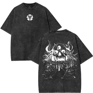 Black Clover Royal Knights Skull 2 Side Washed tshirts, Hoodie Anime Manga cotton graphic tees, men gifts Menswear Top Soft