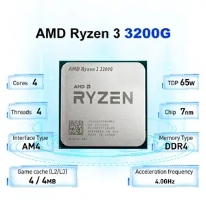 AMD Ryzen 3 3200G 4.0GHz DDR4 4-Core 4-Thread PCIe 3.0 L3=4M Socket AM4 TDP 65W New R3 3200g CPU Processor Quad Core Processor but without cooler