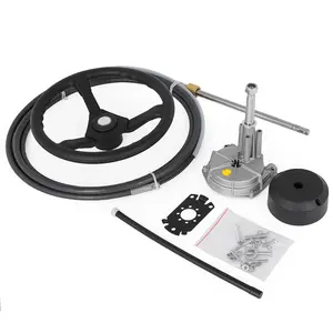 Outboard Steering System For Boats - 10' Steering Cable, Marine Steering System, 3/4 Inch Shaft, 13.5 Inch Wheel, Yacht And Watercraft Steering Kit, Durable Marine Hardware For Boats And Vessels