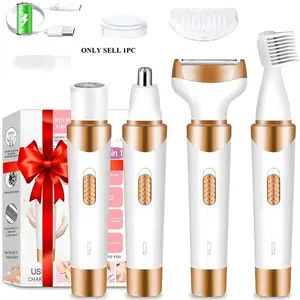Women's Electric Shaver Set, Wet & Dry Cordless Hair Remover, Multi-Functional Trimmer for Eyebrows, Nose, Face, Legs, Armpits, USB Charging, Cordless Waterproof Shaver, Travel Shaver