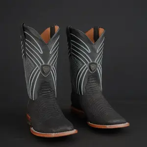 080 Pithon Embossed Mate Viejo Print Botas Vaqueras de Mexico Western Boots Ranch - Comfortable Insert, Squared Toe, Pull On Style