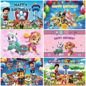 Animation PAW Patrol Theme Birthday Party Backdrop Cartoon Puppy Dog Background Party Decorations Kid Shower Supplies Child Gift