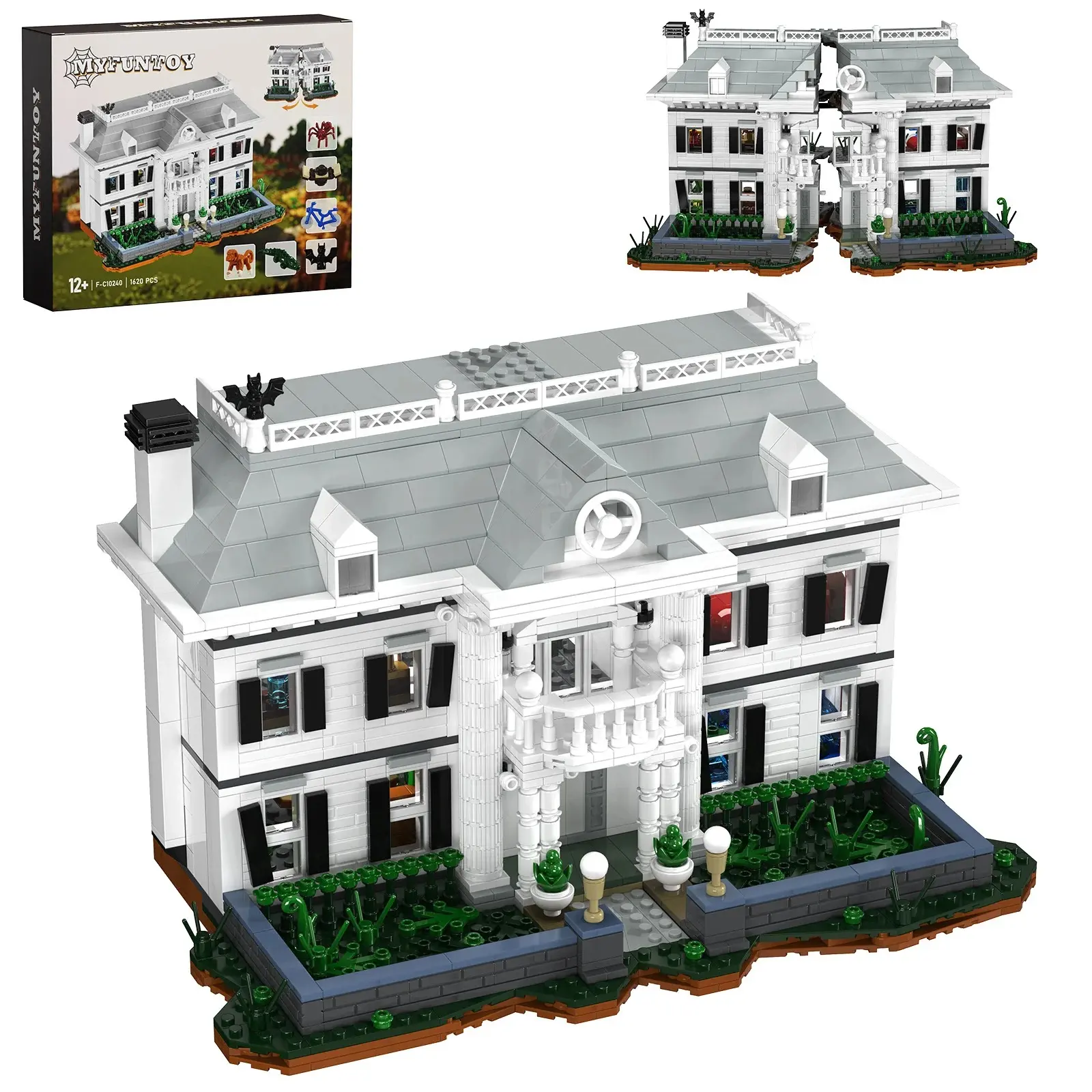 Mystery Adventure Mansion Model House Building Set, 1620 Pcs Horror Scene Construction Toys, Collectible Building Blocks with Paper Instruction & Gift Box, Playable House Building Kit