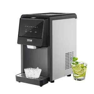 VEVOR Nugget Ice Maker, 33lbs/24H Pebble Ice Maker with Self Cleaning, Chewable Ice Maker with Ice Scoop Drip Tray, Stainless Steel Ice Machine with Convenient Ice Transfer for Home Kitchen Office