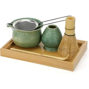 Matcha Whisk Set with Tray - Matcha Bowl with Spout, Whisk and Holder,  Scoop, Sifter,  Matcha Kit  Ceremony  for Matcha Lovers