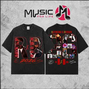 [ mussic ] Raymond & Brown The R&B Tour 2026 Premium Washed Cotton T-Shirt , Music Duo Graphic Tee, Hip Hop Concert Streetwear Shirt, Urban R&B Merch, Gift for Fans