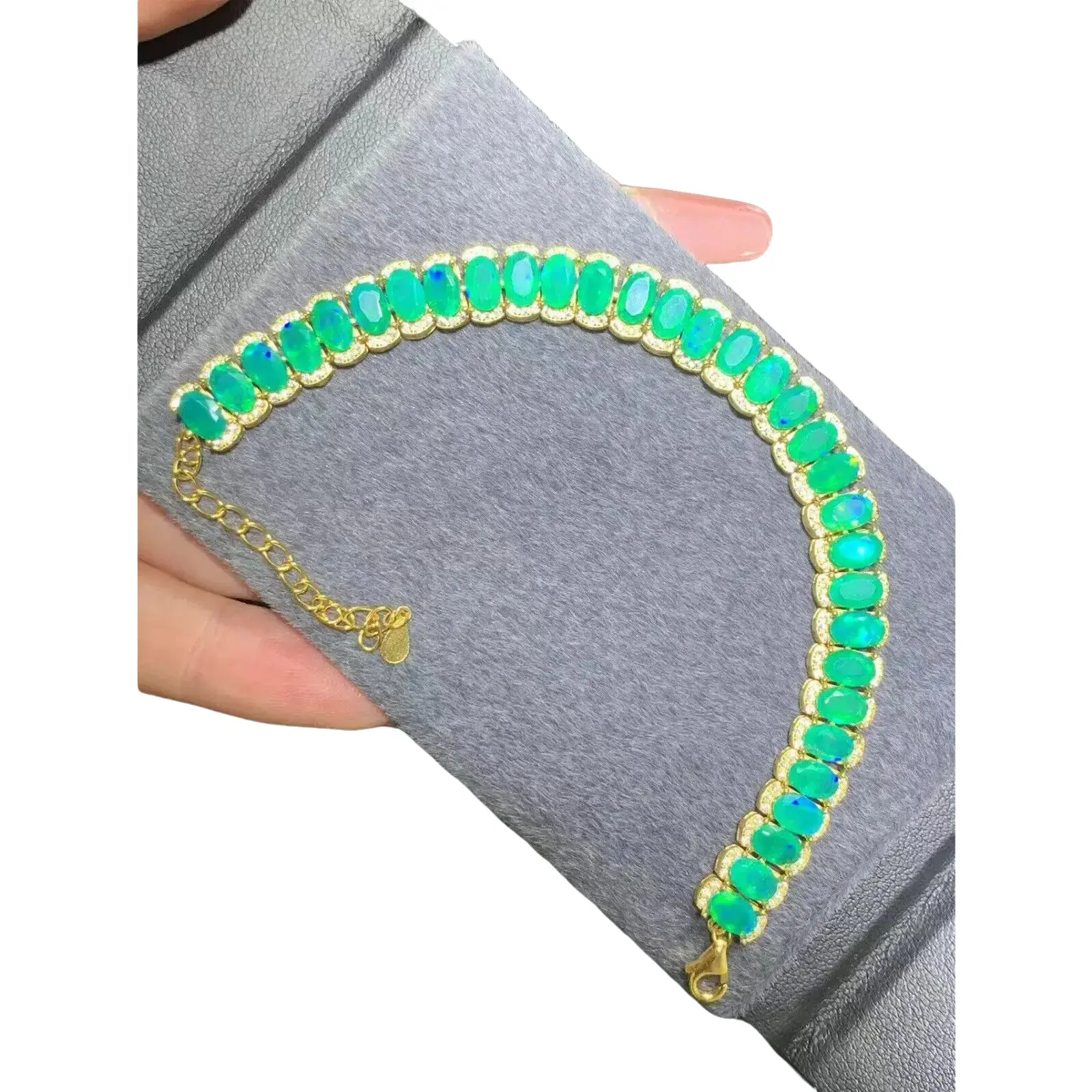 Genuine AAAAA Natural Green Opal Tennis Bracelet - Silver Jewelry for Engagement, E-commerce Accessories for Women