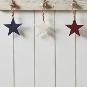 Rwb Wooden Star Ornaments Set of 3