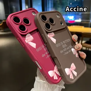 Phone case for iPhone 17 Pro Max 16 Plus 15 14 13 12 11 Air E Pretty pink bow Shockproof Silicone TPU Bumper Drop Protection Soft Cover