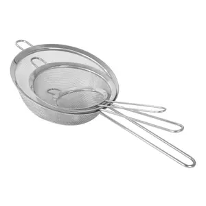 5221044355 - 3 Pack Premium Stainless Steel Fine Mesh Strainers, 4", 6", and 8", Silver