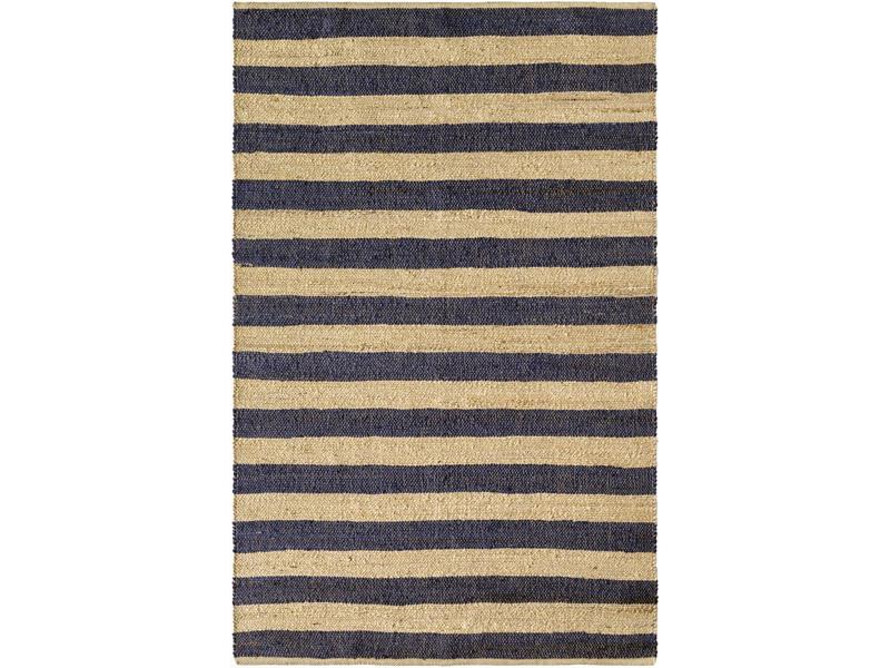 Livabliss Atina Handmade No-Pile Jute Fiber Minimalist Home Decor Rug, 8'x10' Classic Rectangle, Navy & Beige Durable High-Traffic Indoor Living Room Mat, Model ATA2302-810, Home Decor Rugs