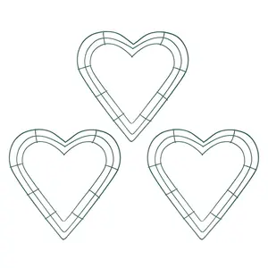 3-Pack 12-Inch Heart-Shaped Metal Wire Wreath Frames for Home Christmas Floral Decor, DIY Crafts, Valentine's Day Events (US)