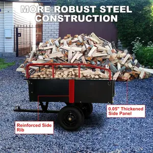 Utility Trailer ATV UTV Trailer Tow Behind Dump Cart, 750lbs 10 Cubic Feet, Heavy Duty Yard Garden Trailer Pull Behind Dump Trailer Trailers with Removable Tailgate for Riding Lawn Mower Tractor