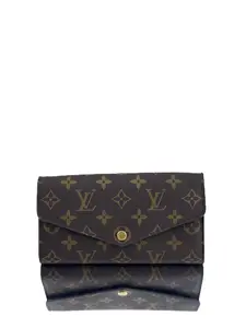 Pre-owned Canvas Clutches & Wristlets Louis Vuitton Monogram Portefeuille Sara Long Wallet Brown Snap