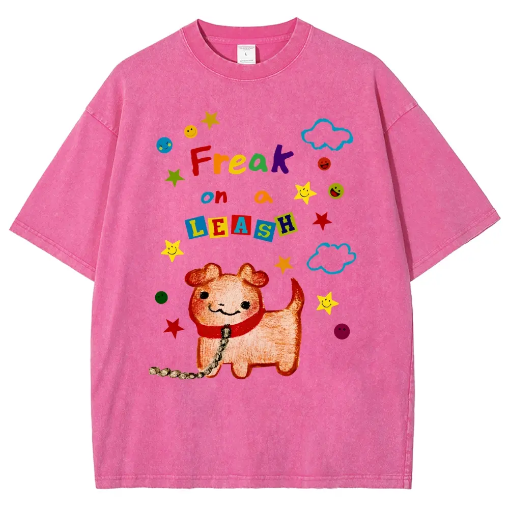 [casual classic graphic tee]Cute Dog On A Leash Hand Drawn Crayon Style Vintage Tee 90s Graphic Tees Men's t Shirts Graphic Tee t Shirts Funny Graphic Tee Good Graphic Tees Men's Graphic Tees Streetwear Outfits Men Vacation Outfits Oversized Tshirt Men