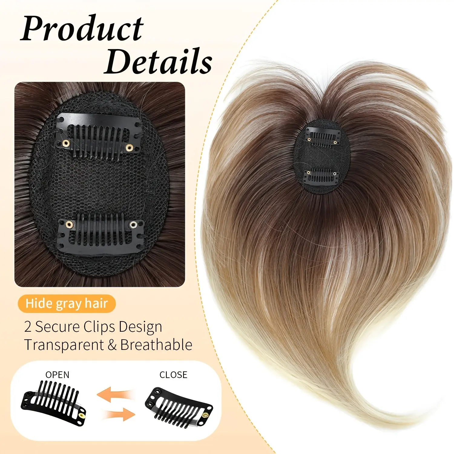 Elegant Straight-cut Clip-in Hairpiece For Women With Bangs- 10-inch Hairstyle Wig, Suitable For Halloween Costumes, Solution For Thinning Hair, Easy To Clip In, Lightweight And Durable Synthetic Fiber, Ideal For Parties, Photo Shoots