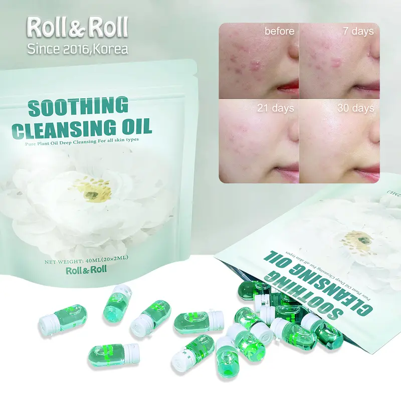 Roll&Roll Natural Cleansing Oil – Waterproof Makeup Remover Oil, Nourishing and Gentle for Sensitive Skin and All Skin Types Floral Acne