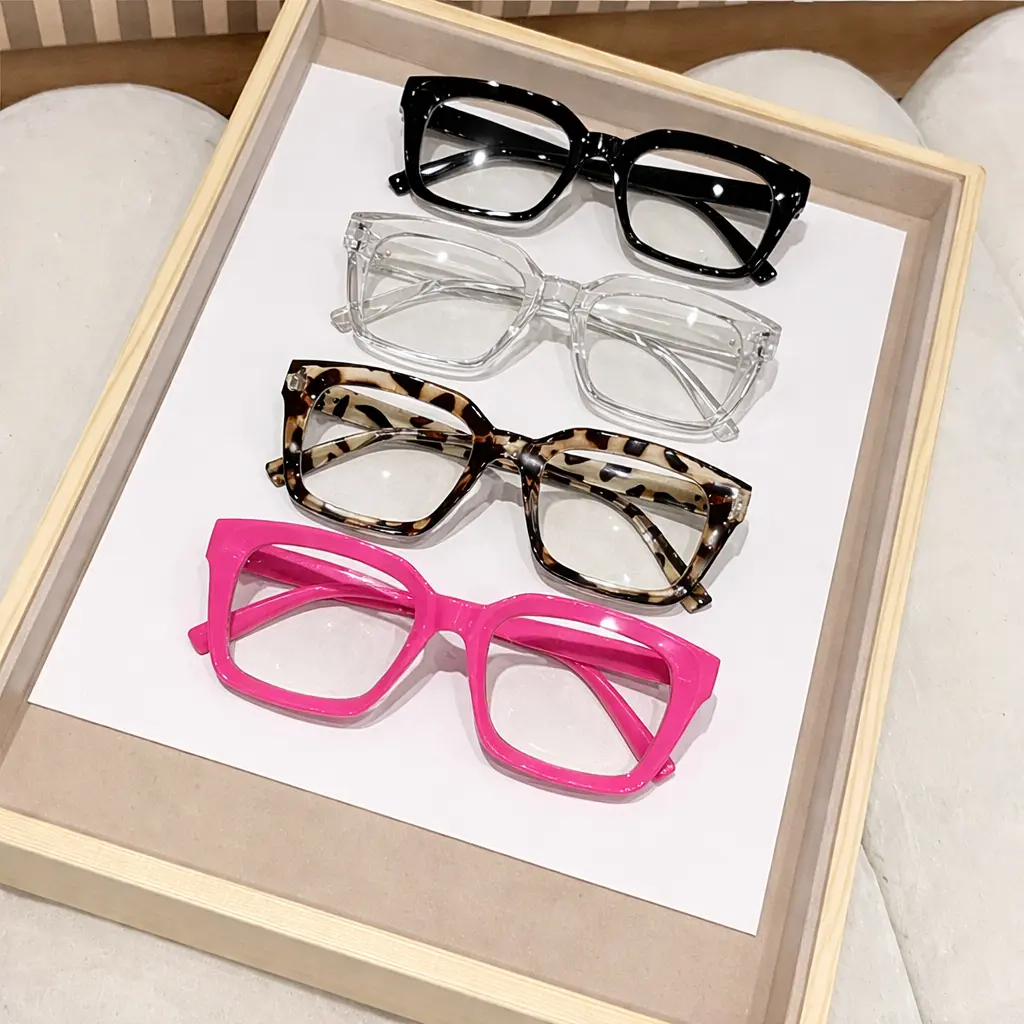 4-Pack Y2K Square Blue Light Blocking Glasses – Retro Thick Rim Trendy UV400 UV Protection Eyewear