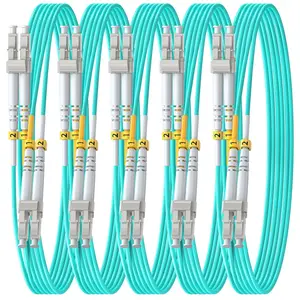 - OM3 LC to LC Fiber Patch , Duplex Multimode, MM Fiber Optic Patch , 10G/40G, 50/125um, LSZH, 5m/16ft, 5Pack
