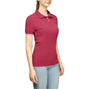 PAGE and TUTTLE Womens Solid Jersey Short Sleeve Shirt Golf Casual Casual - Red