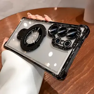 Magnetic Phone Case For Galaxy S24 S23 S22 Ultra With Practical Stand Function And Wireless Charging, Stylish Phone Case For S23 FE S22 S24 Plus, Protective Stand Case For Easy Use.