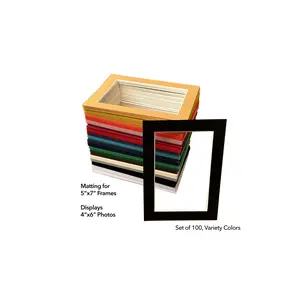 Set of 100 - 5x7 Picture Frame Matting for Display 4x6 Photo - Variety Colors