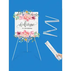 1pc Iron Folding Easel Display Stand Welcome Poster Stand Wedding Photo Frame KT Board Advertising Floor Stand (Complimentary Portable Bag) Party Favors Room Decor Bride