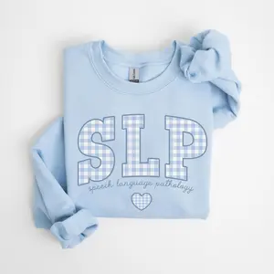 SLP T-Shirt or  Sweatshirt Speech Language Pathology shirt Gingham Work Sweater Cotton T-Shirt or Unisex Fit Women's