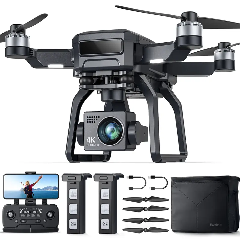 Bwine F7GB2 Wireless Multi-Rotor Drone with 4K Digital Camera, 3-Axis Gimbal Stabilizer, 9800FT Transmission Range, FAA-Compliant, 50Mins Flight Time (2 Batteries), GPS Auto Return, Follow Me, Beginner Mode, Adjustable Remote ID
