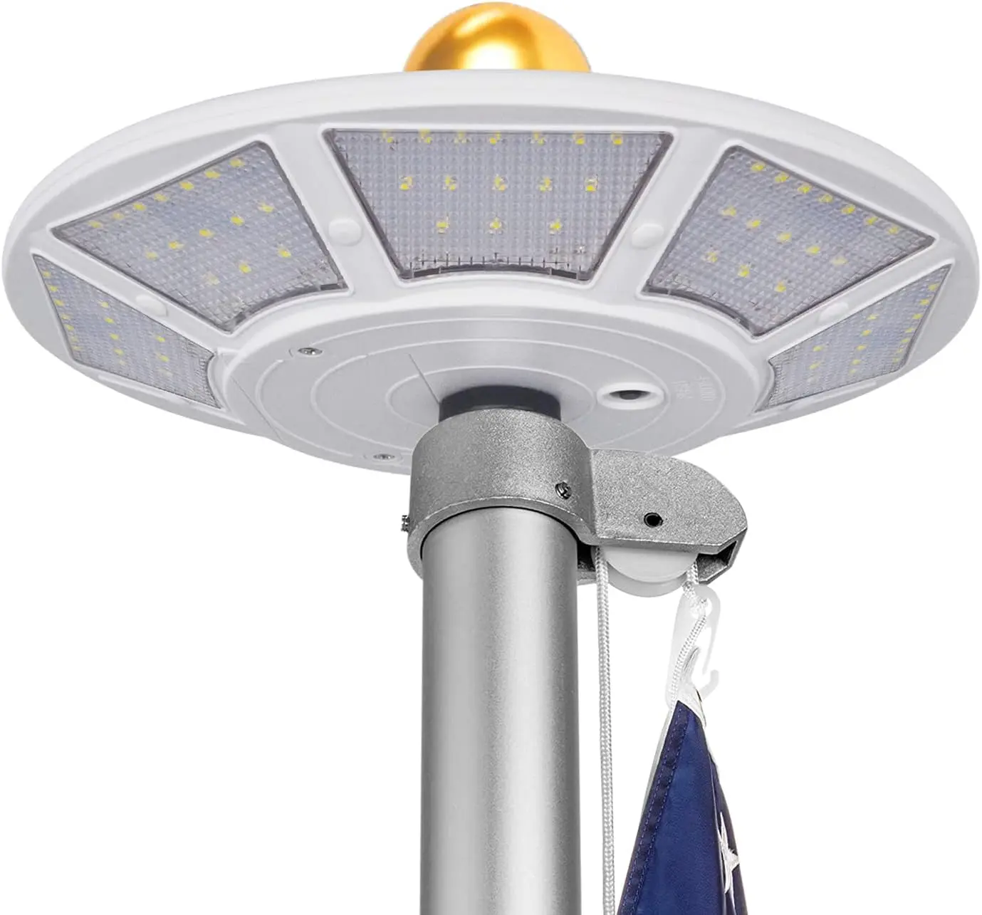 Flag Pole Light Outdoor Dusk to Dawn,  200 LED 2000lm Extra Bright Solar Flag Light, Solar  Flagpole Lights for 15 to 25 Ft In-ground FlagPoles,  Flag Coverage(White)