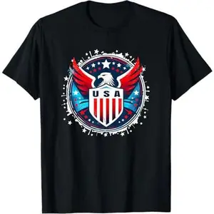 Trendy T-Shirts Men'S T Shirts Graphic Tees Men'S Gift Crew Neck T-Shirt - Comfortable Fit, Slight Stretch, PatternedPrint Eagle Shield USAPatriotic Graphic Tee,Casual Short Sleeves For Summer And SpringSeasons Funny