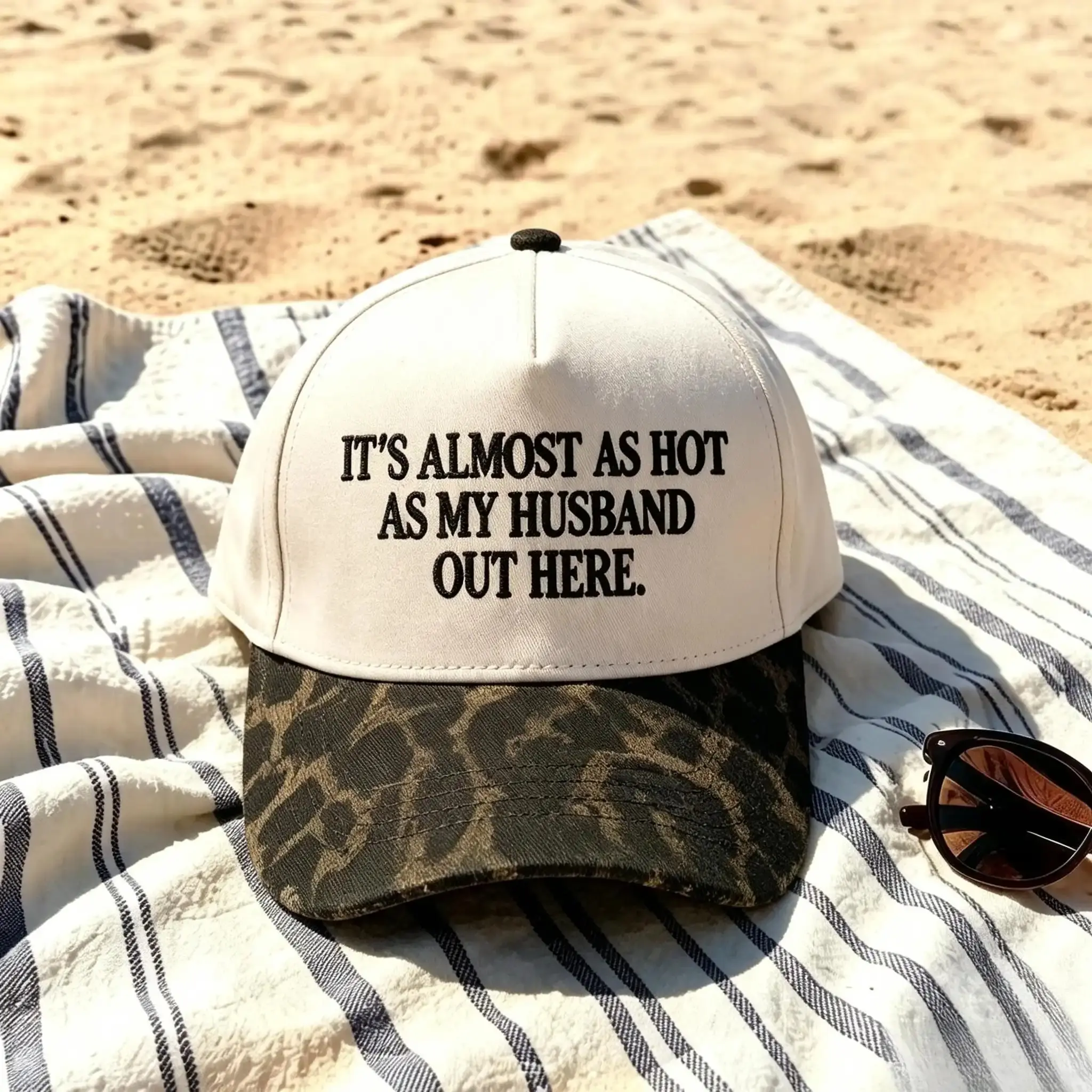Women's 100% Cotton Casual Baseball Cap - Funny Quote "It's Almost As Hot As My Husband Out Here", Embroidered Cool Hat, Adjustable Buckle Closure, Caps With Designs, Sports Outdoor Summer Beach Wife Gift, Adjustable Fit Hat