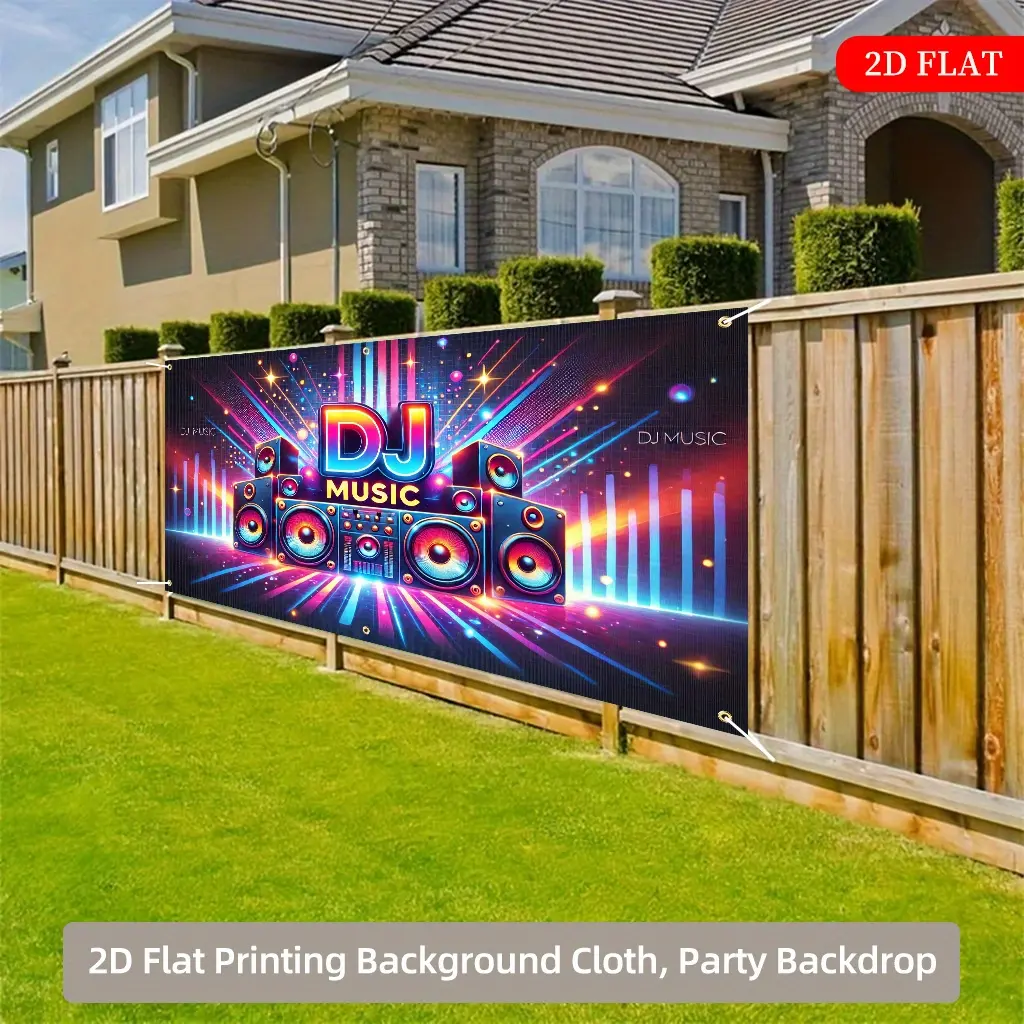 Large Outdoor Dj Music System Background Cloth, No Power Required, Ideal for Party Backdrop, Holiday Garden Decor, Garage Decoration