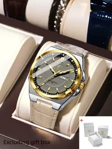 POEDAGAR Luxury Original Man Wristwatch Luminous Date Week Quartz Men's Watches High Quality Casual Leather Men Watch High End Watch
