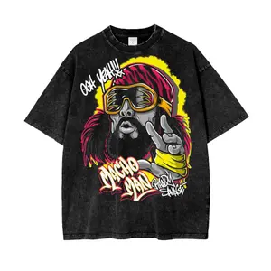 Macho Man Randy Savage Acid Wash Oversize T-Shirt - 250 GSM