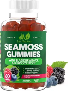 Sea Moss 3000mg Gummies with Bladderwrack and Burdock Root - Natural Irish Sea Moss Superfood for Immune, Thyroid and Detox Support - Extra Strength for Men & Women - Gluten-Free, Vegan - 60 Gummies